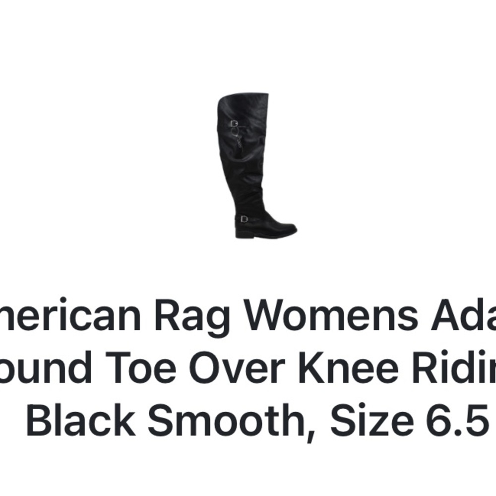 American Rag Womens Adarra Round Toe Over Knee Riding, Black Smooth, Size 6.5